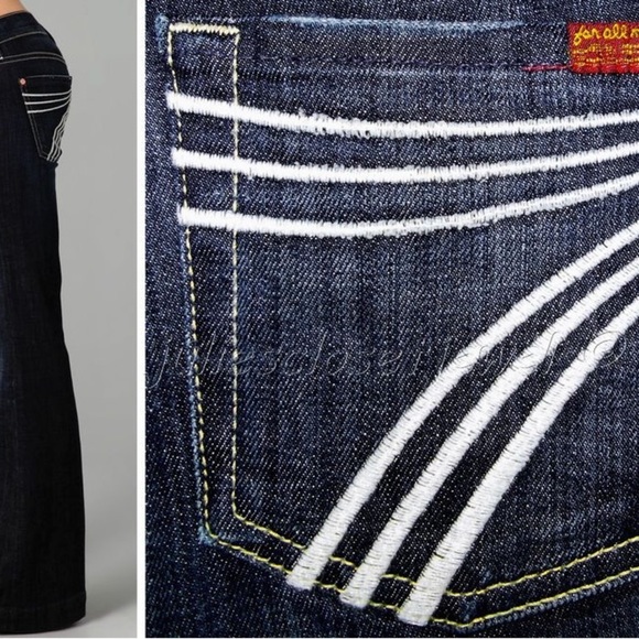 7 For All Mankind Dark Blue Flare Jeans - Picture 7 of 13